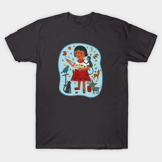 Frida Kahlo & Pets T-Shirt by John Parra Art